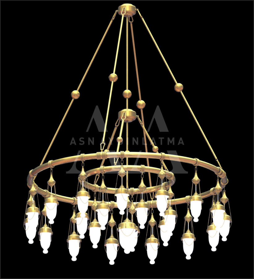 Borulu Osmanlı Model Avizeler &Ccedil;ift Katlı 150 cm &Ccedil;ap