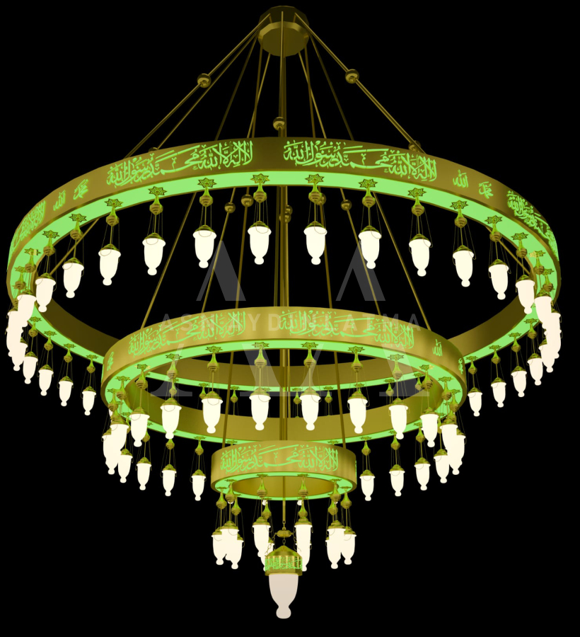 Kutu Motifli &Ccedil;ift Kat Yeşil 250 Cm &Ccedil;ap