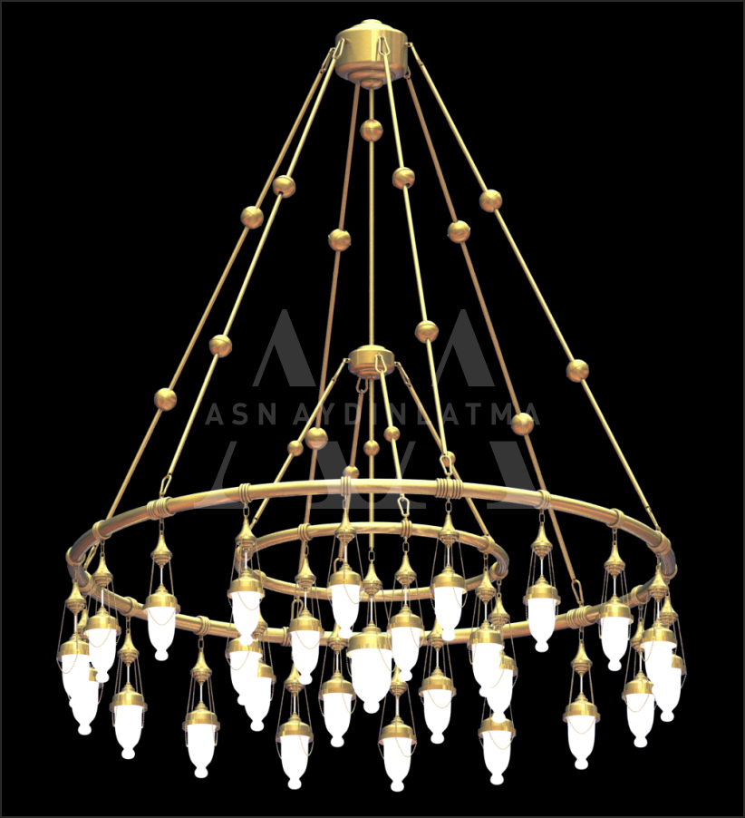 Borulu Osmanlı Model Avizeler &Ccedil;ift Katlı 180 cm &Ccedil;ap